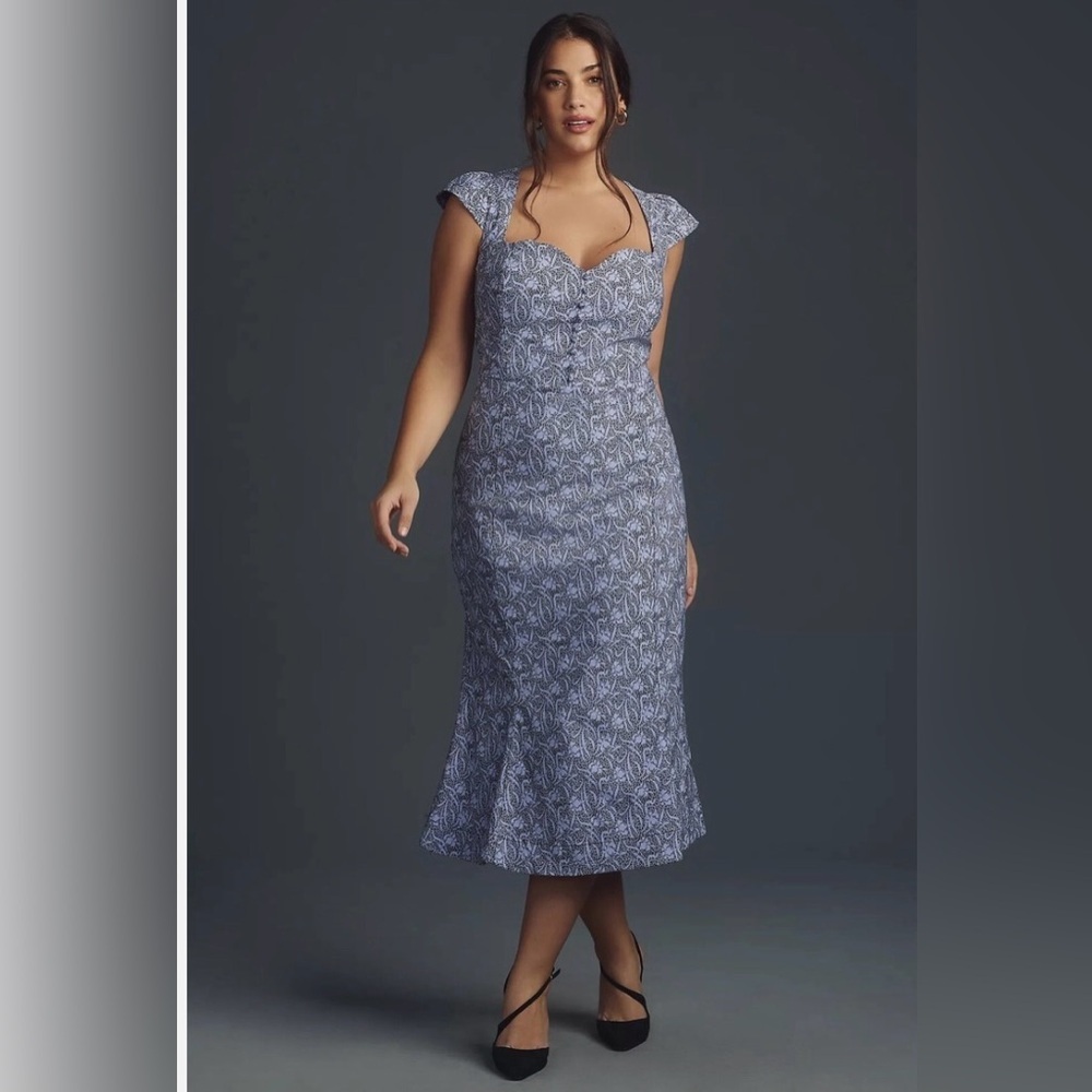 Anthropologie Blue Floral Dress